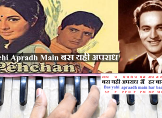 Bas Yehi Apradh Main Har Baar बस यही अपराध मैं | Mukesh | Song Notation in Hindi/English
